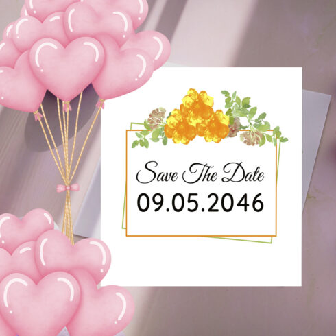 Watercolor Floral Frame Wedding Card Vector main image.