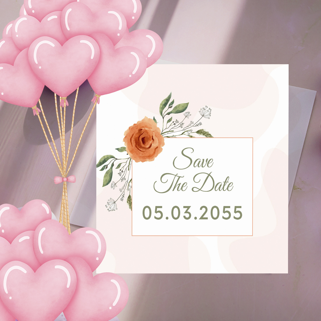 Beautiful Wedding Card with Watercolor Flowers preview,