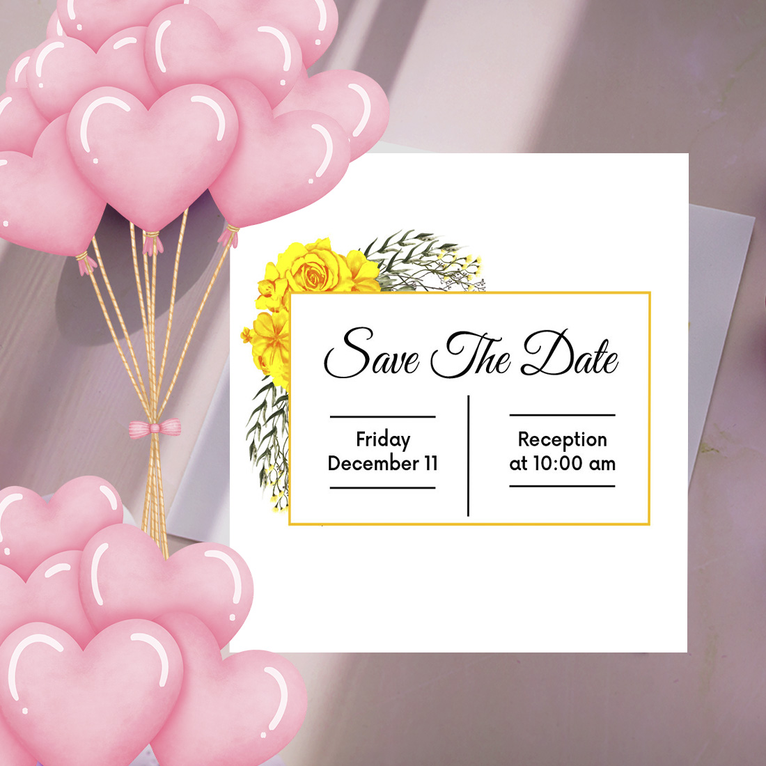 Yellow Rose Floral Wedding Card Design cover image.