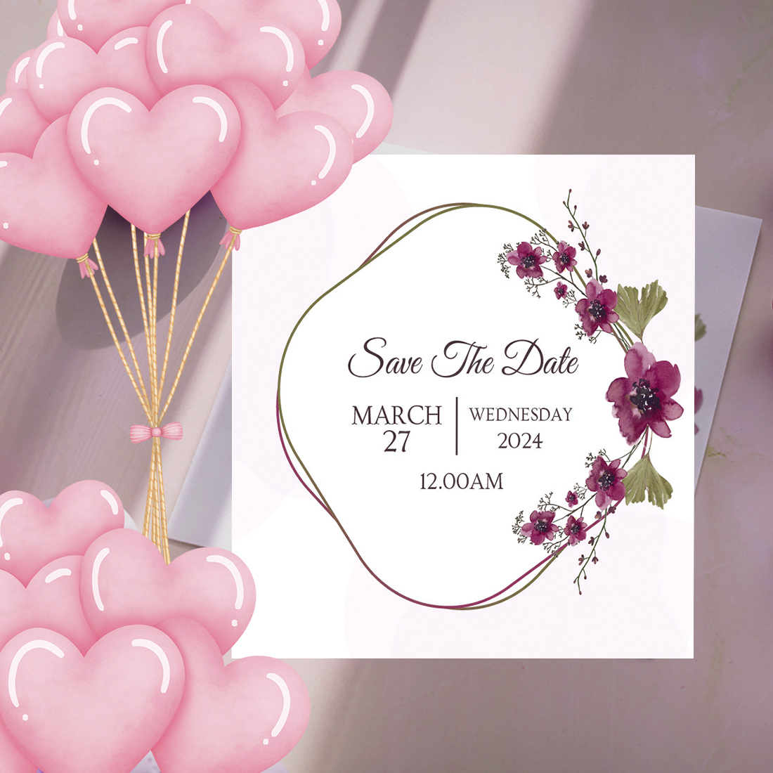 Floral Geometrical Frame Wedding Card image cover.