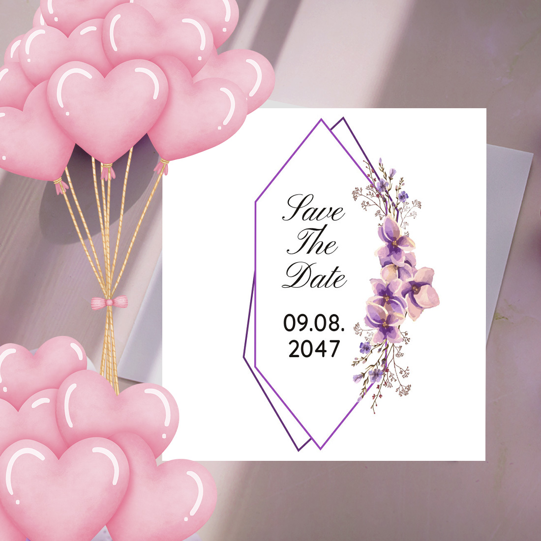 Wedding Card with Watercolor Florals Design cover image.