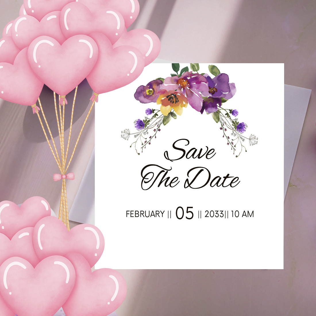 Flowers Wedding Card Template Design cover image.