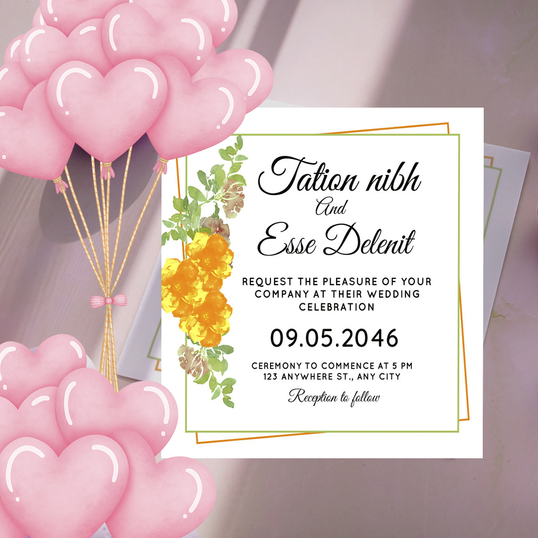 Watercolor Floral Frame Wedding Card Vector preview.