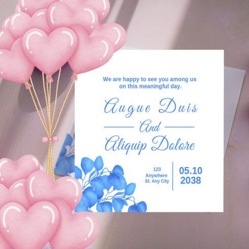 Wedding Card Design with Blue Leaf main cover.