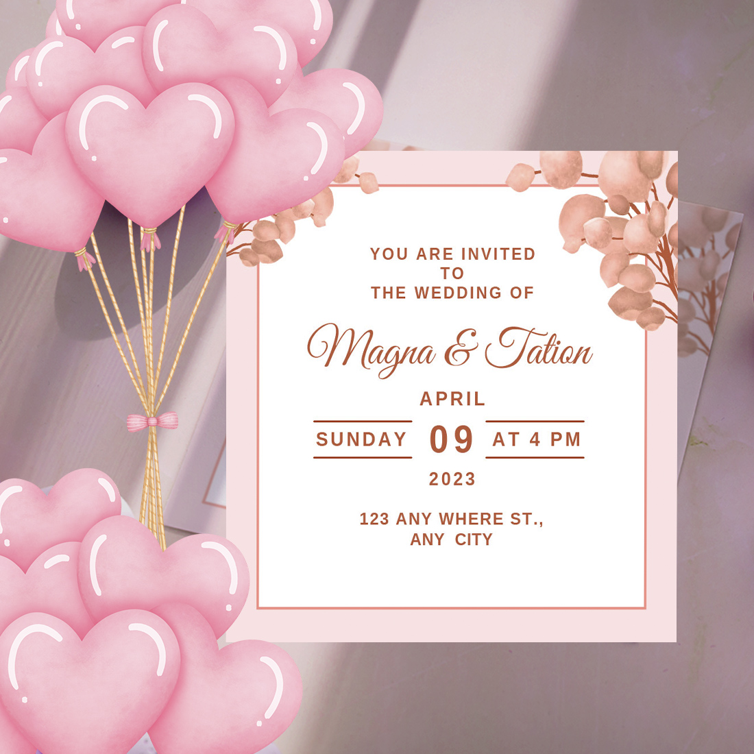 Preview for Beautiful Orange Watercolor Leaf Wedding Card Design.