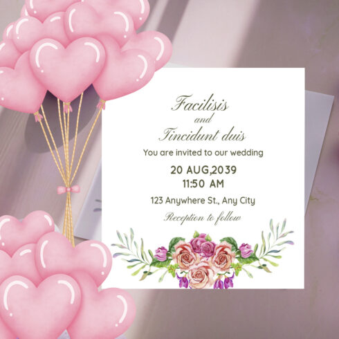 Image of wedding invitation card with enchanting design