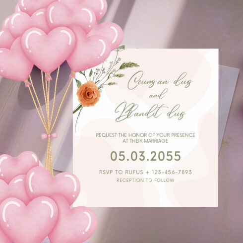 Beautiful Wedding Card with Watercolor Flowers image cover.