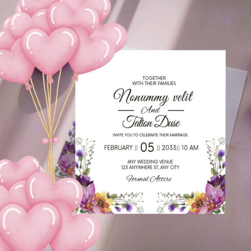 Flowers Wedding Card Template Design main cover.