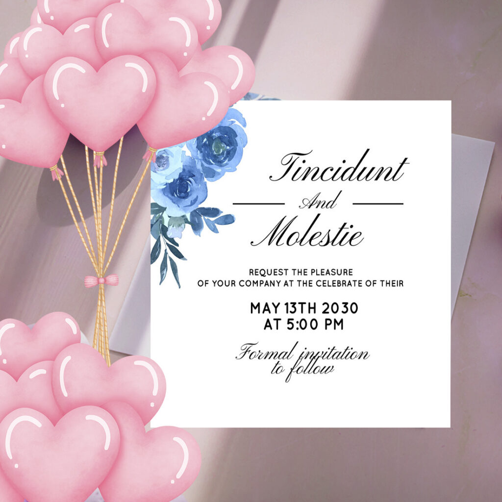 Blue Rose Floral Wedding Card Design - MasterBundles