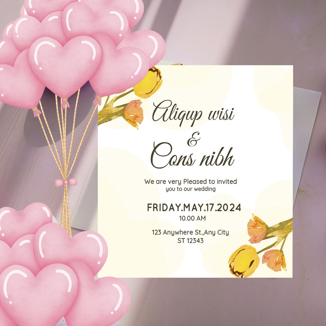 Floral Wedding Invitation Card Vector image cover.