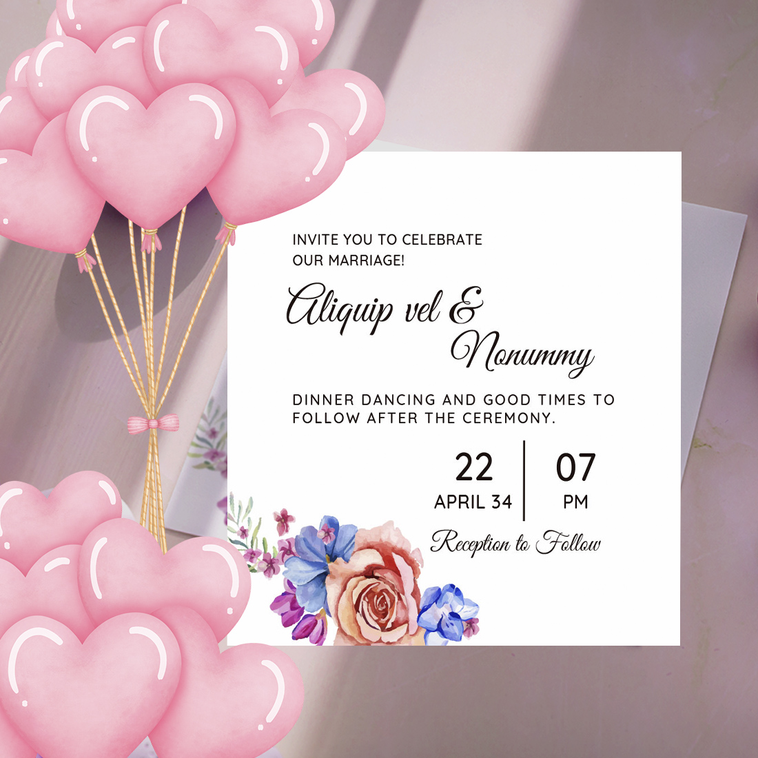 Image of wedding invitation card with enchanting design