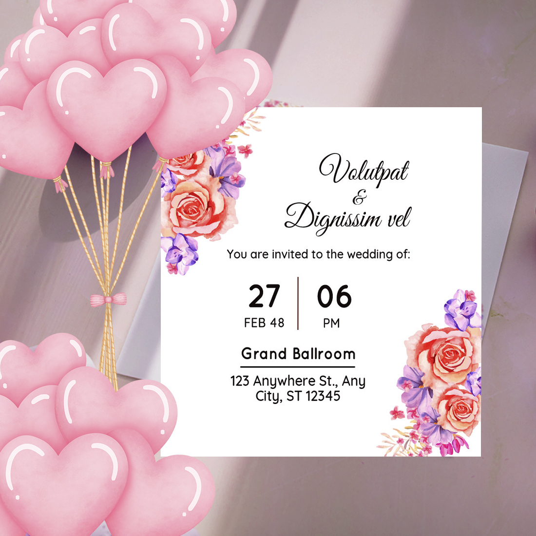 Image of wedding invitation card with enchanting design