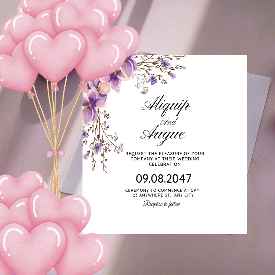 Wedding Invitation with Flowers Design cover image.