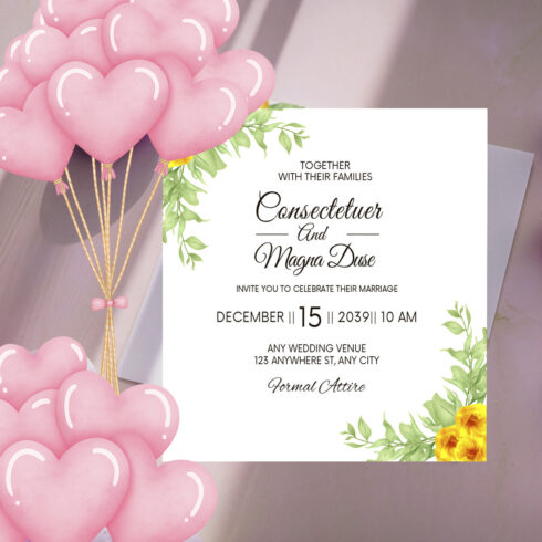 Beautiful Yellow Wedding Card Design image cover.