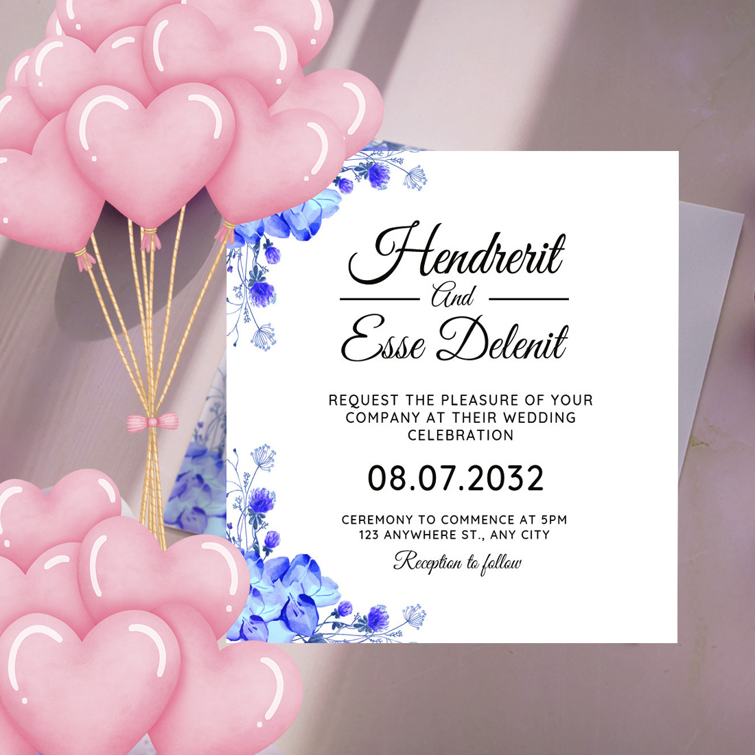 Image of wedding invitation card with unique design