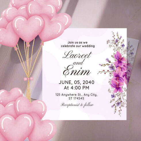 Image of wedding invitation card with wonderful design