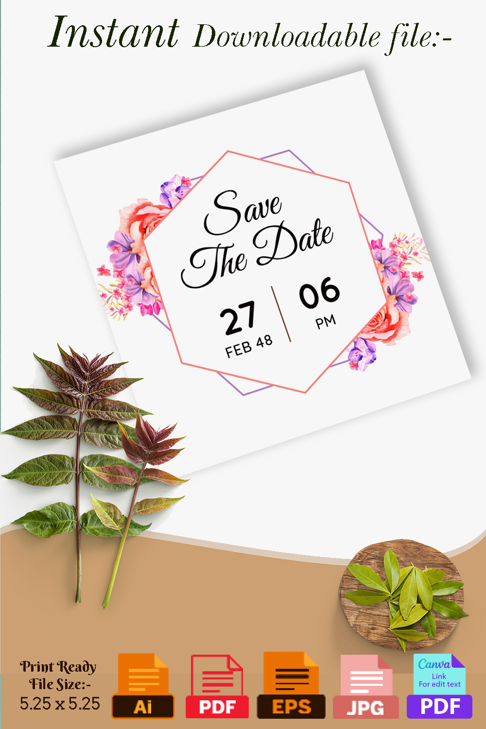 Image of wedding invitation card with enchanting design