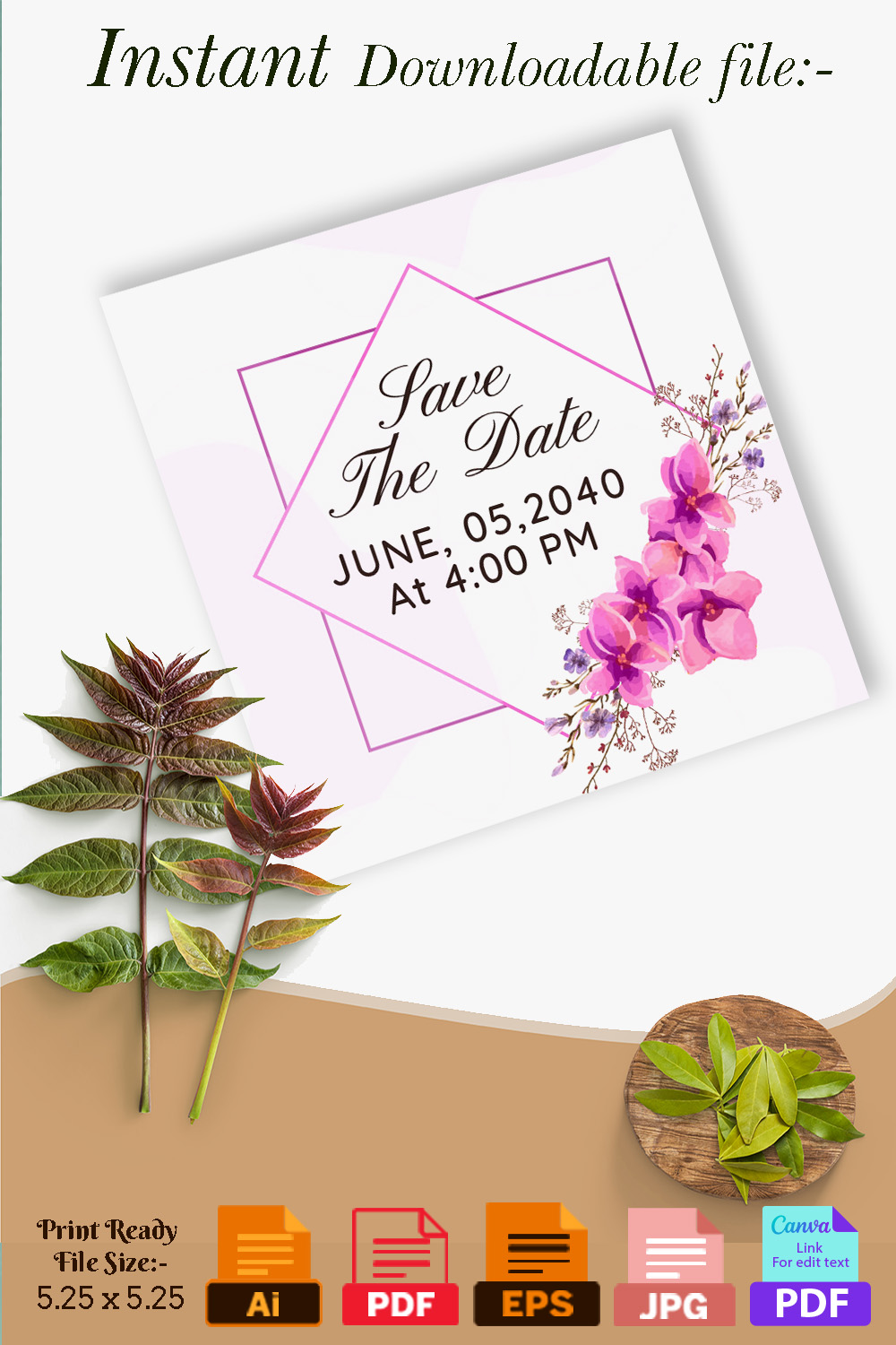 Image of wedding invitation card with enchanting design