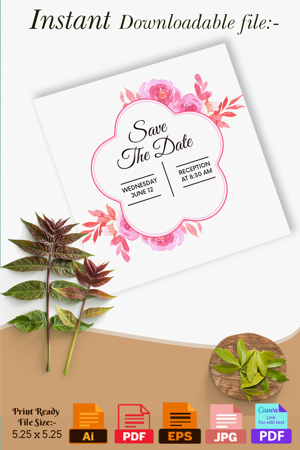 Image of wedding invitation card with beautiful design