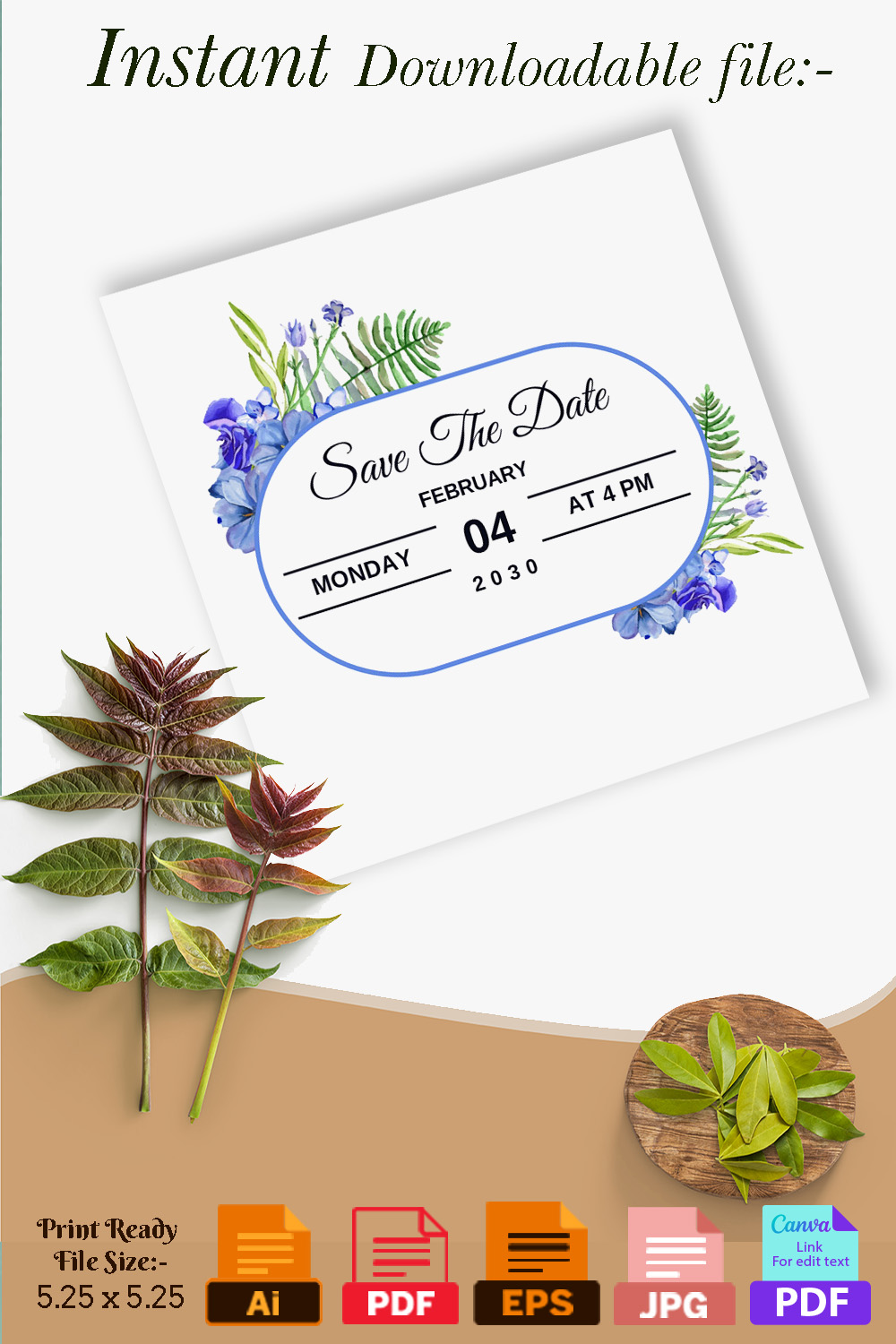 Image of wedding invitation card with beautiful design