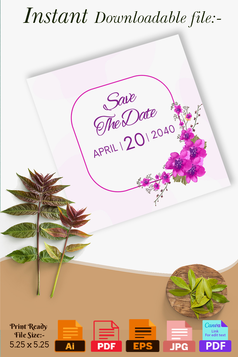 Pinterest image for Vibrant Purple Floral Wedding Invitations.