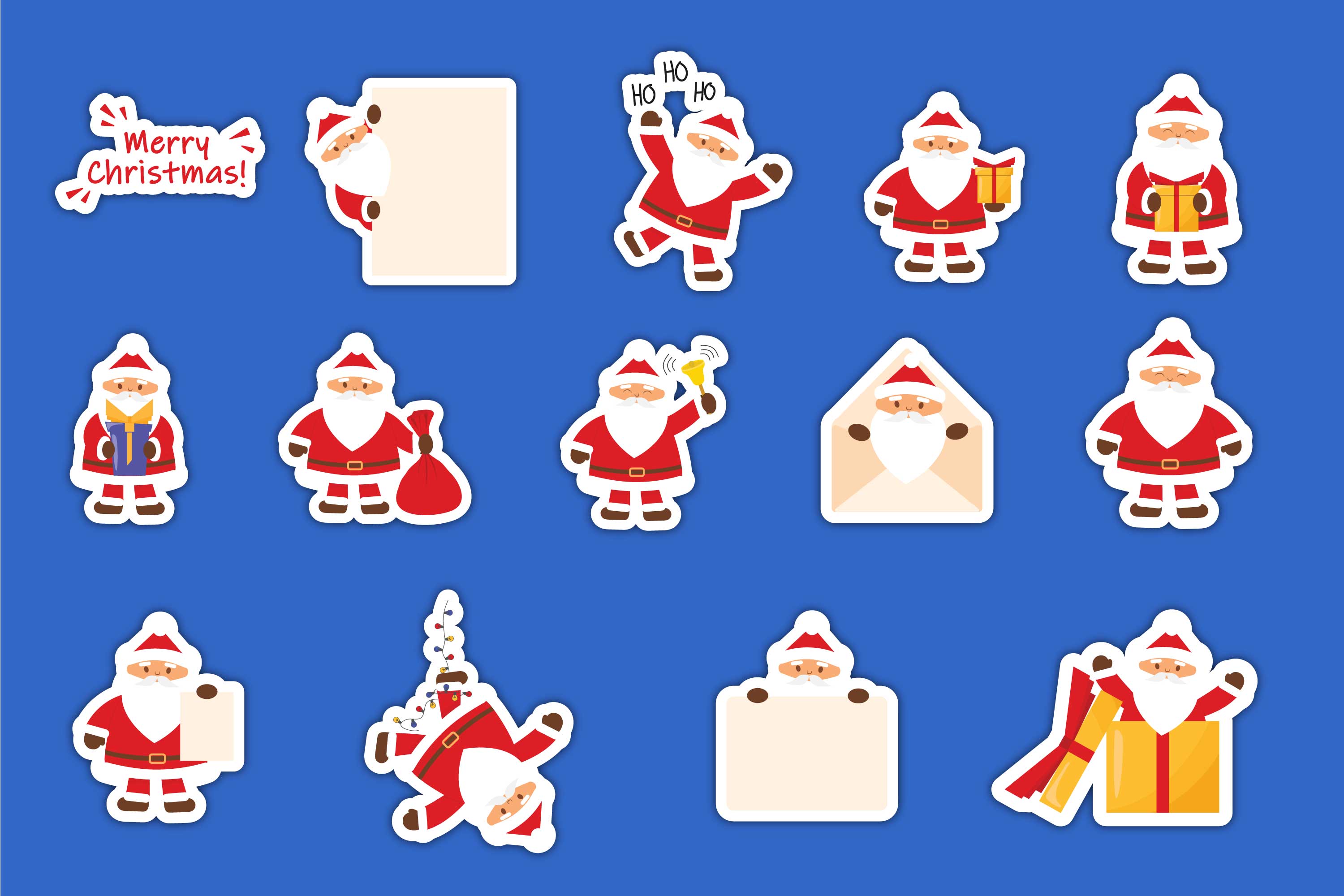 Pack of wonderful images of cute Santa stickers