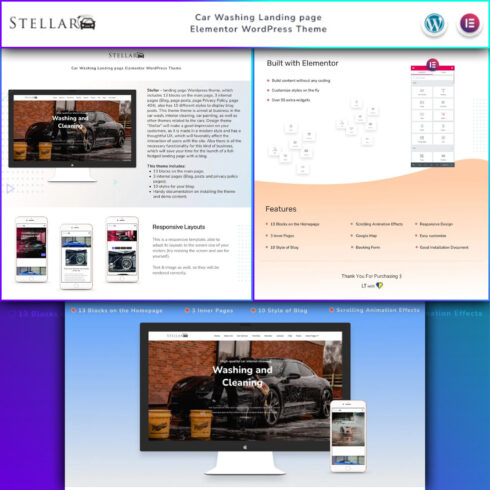 Stellar - Car Washing Landing Page With Blog Wordpress Theme.