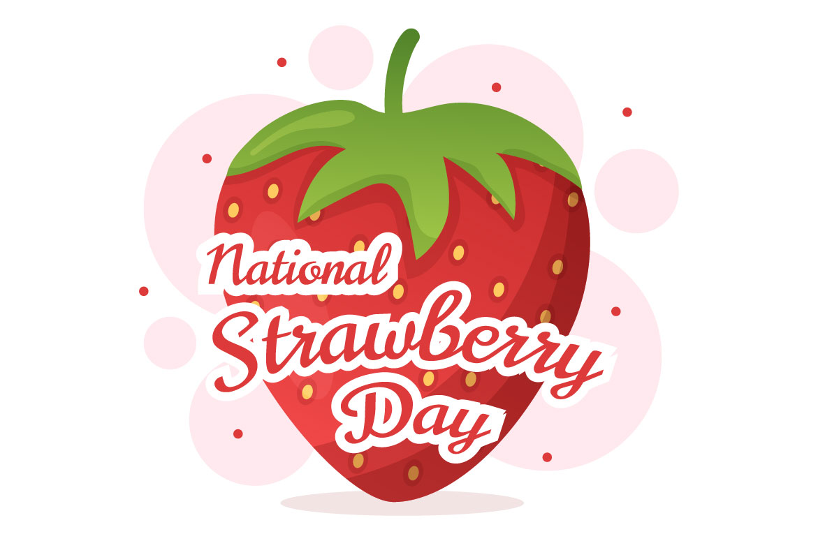 Cartoon Strawberry Day Grsphics Design preview image.
