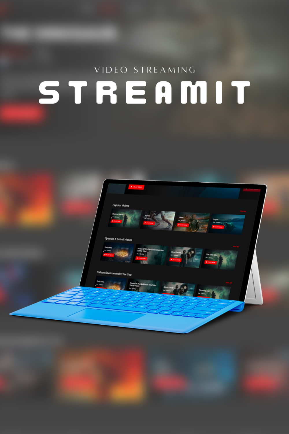 Page image of the charming Streamit theme for video streaming sites on a tablet screen.