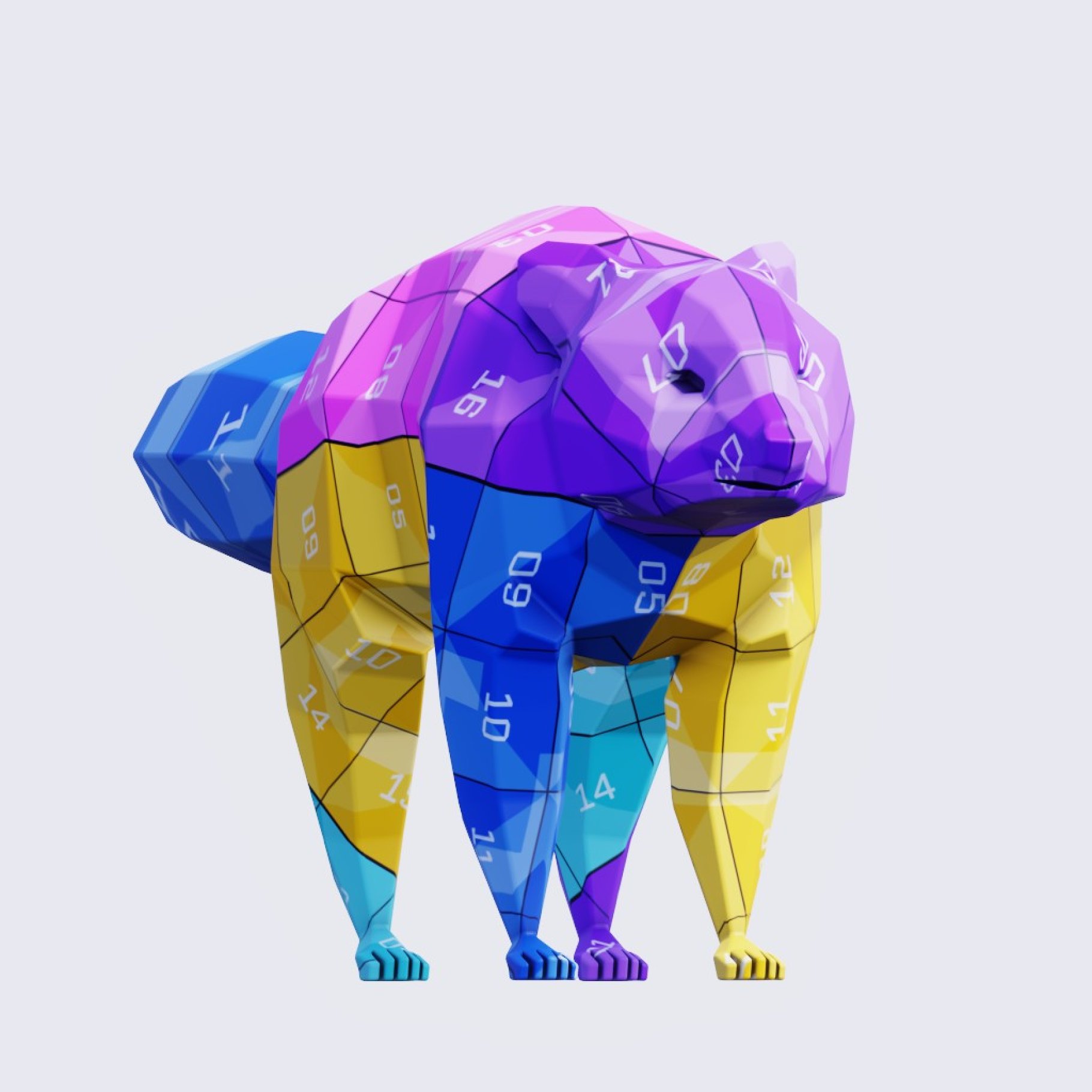Racoon colorful 3D model design.
