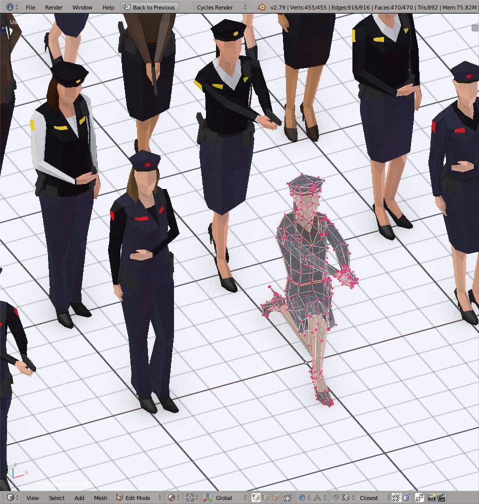 Mockup of studioochi policewomen in graphic version.
