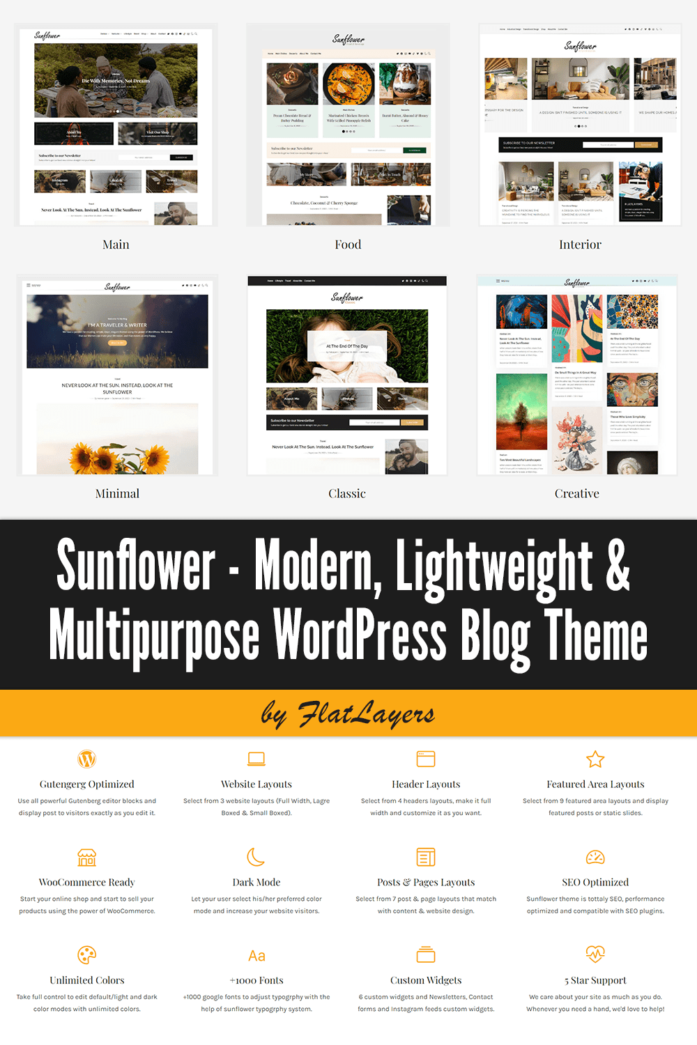 sunflower modern lightweight multipurpose wordpress blog theme pinterest 858