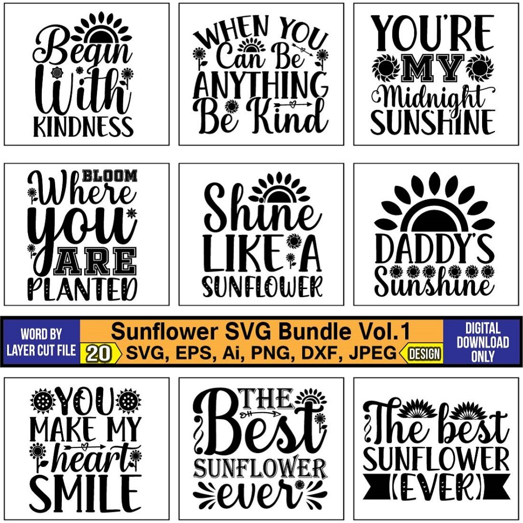 Sunflower Svg T Shirt Designs Bundle Masterbundles 