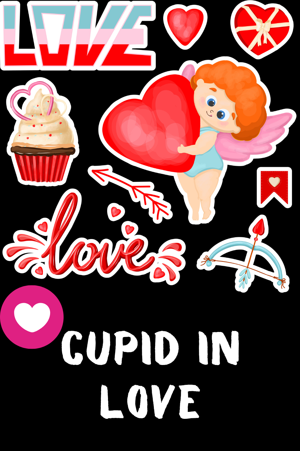 Sublimation of Cupid in Love Design pinterest image.
