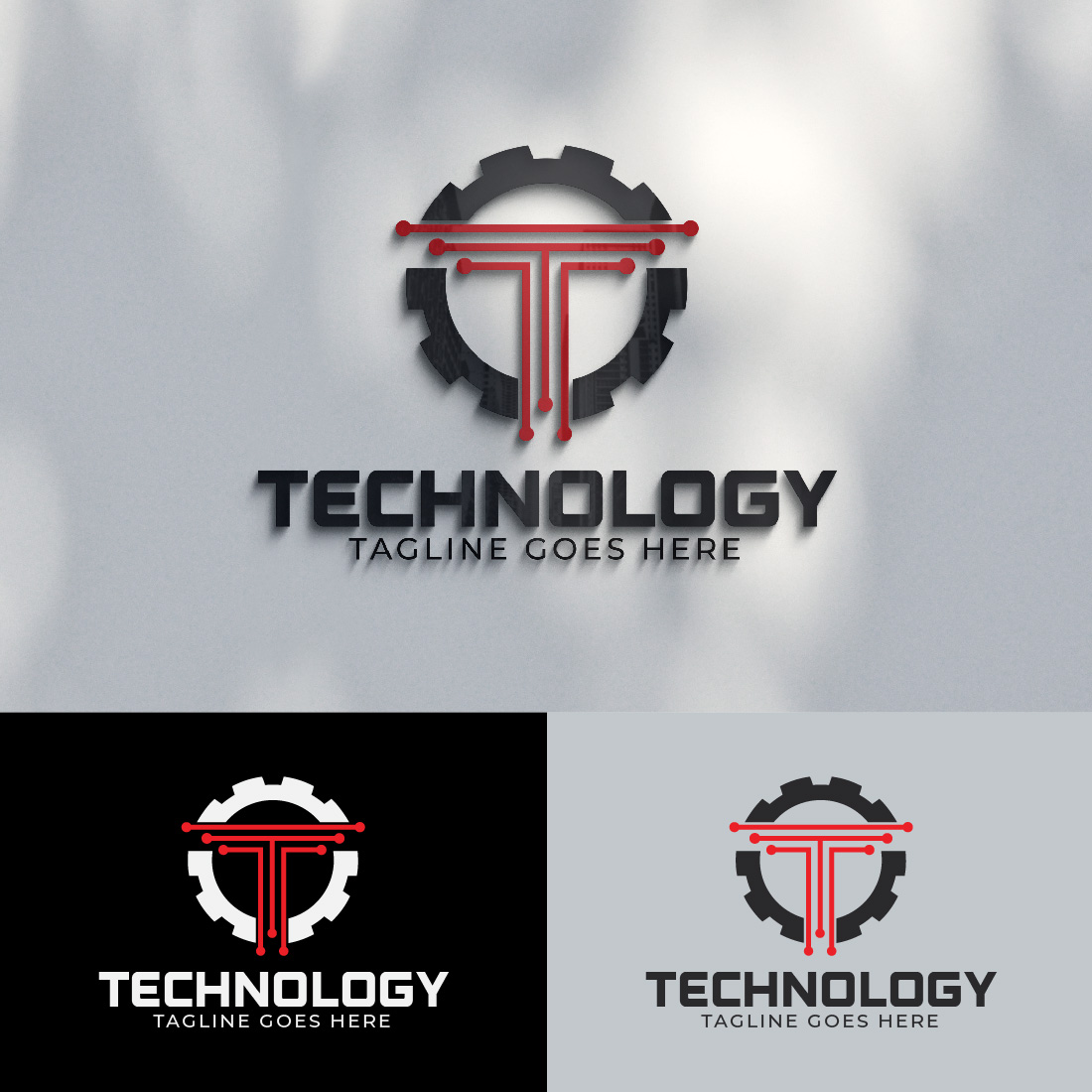 T Letter Technology Gear Logo Design Template cover image.