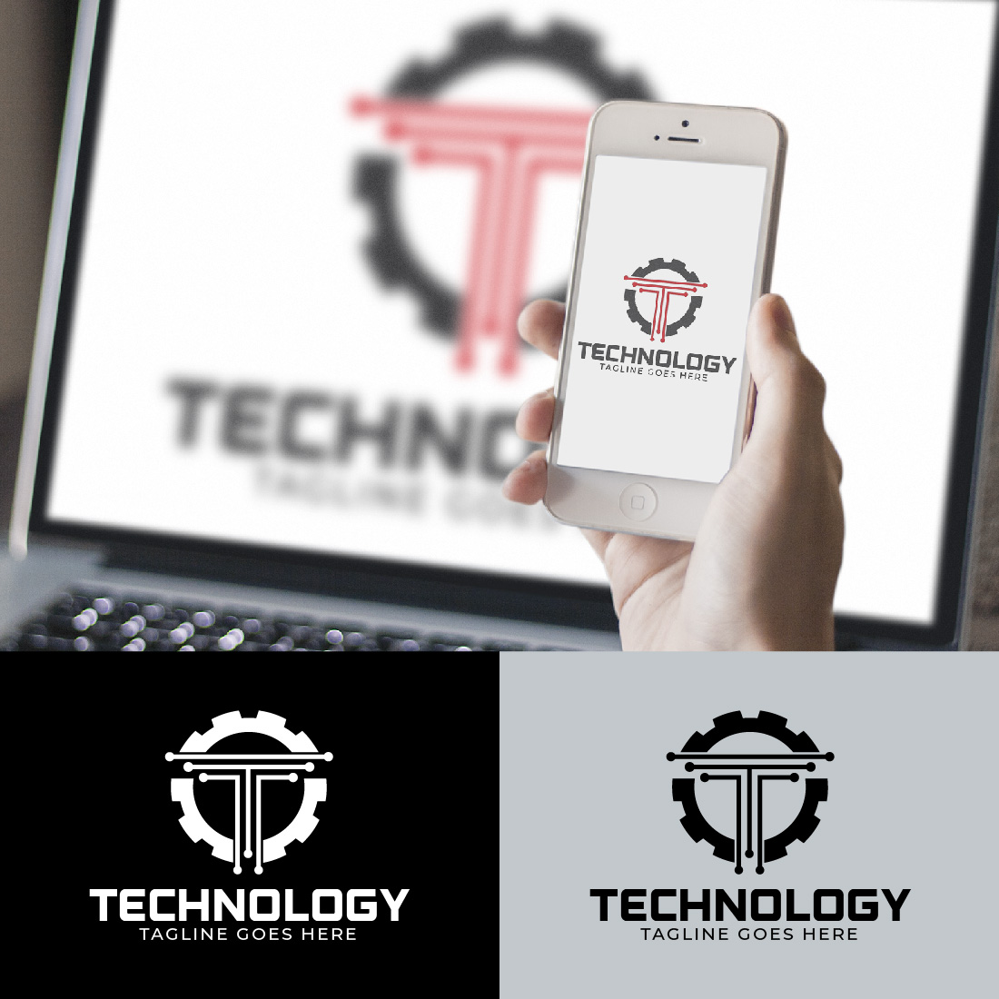 Technology Letter T Gear Logo Design Template cover image.