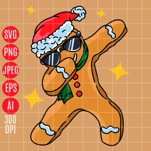 Dabbing Gingerbread Merry Christmas Design cover image.