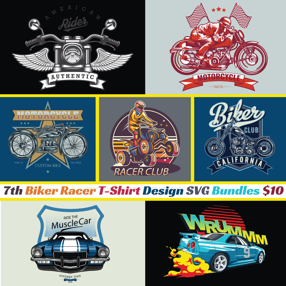 Motorcycle Racer Club T-shirt Design cover image.