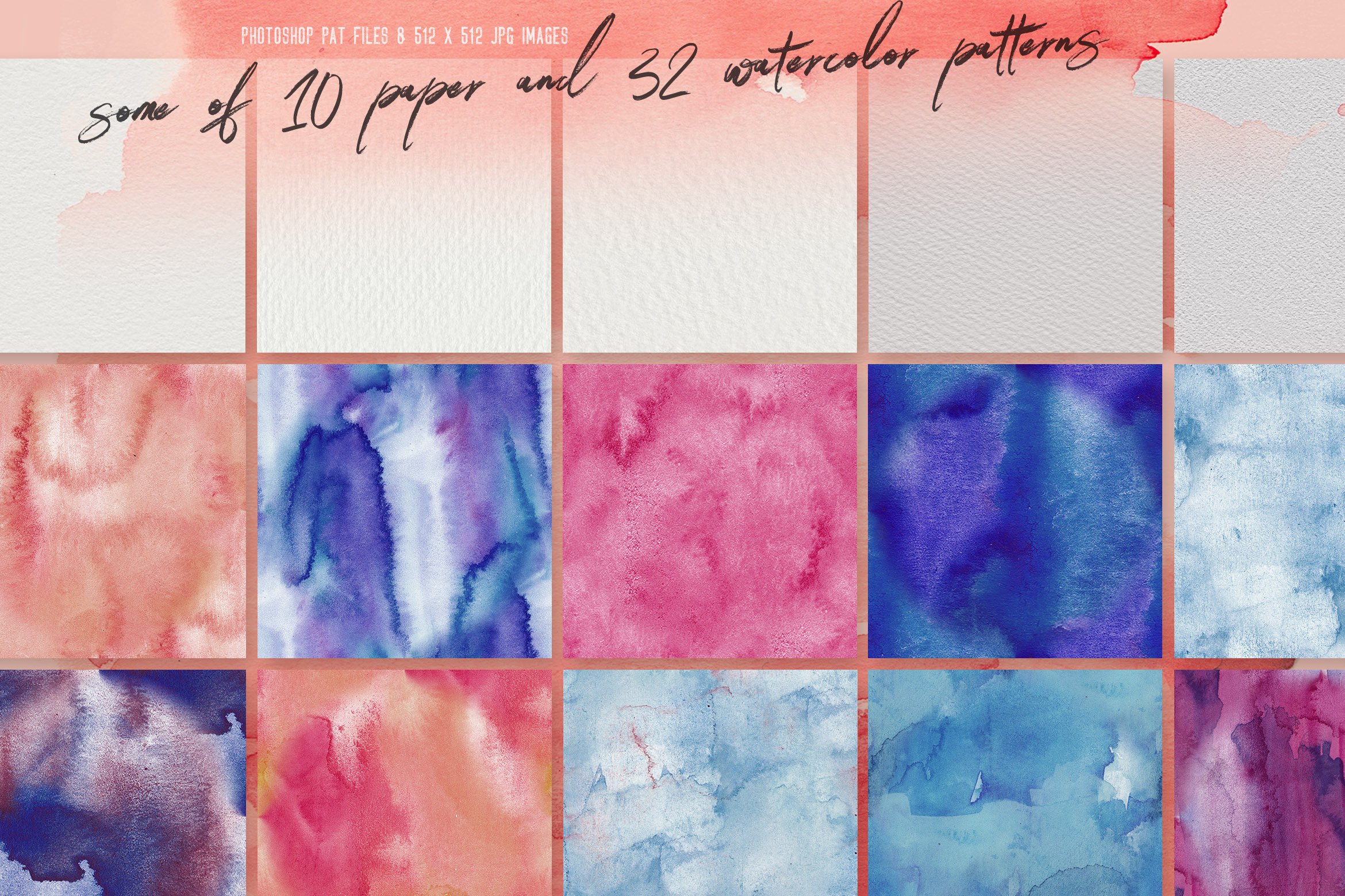 There are some of 10 paper and 32 watercolor patterns.