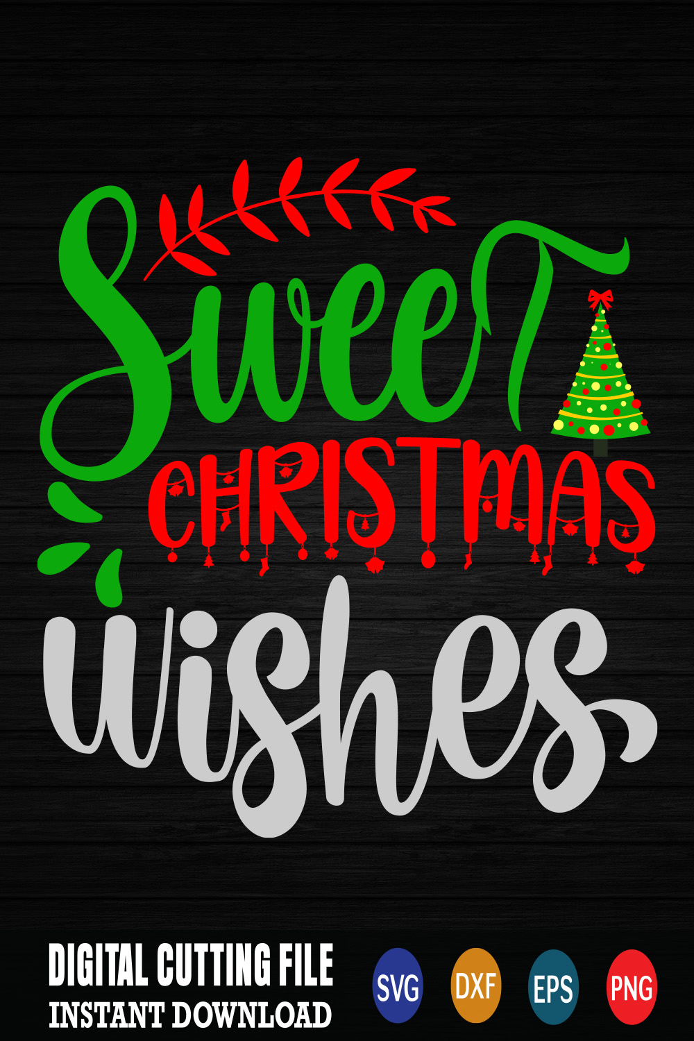 Image for prints with a charming inscription Sweet christmas wishes.