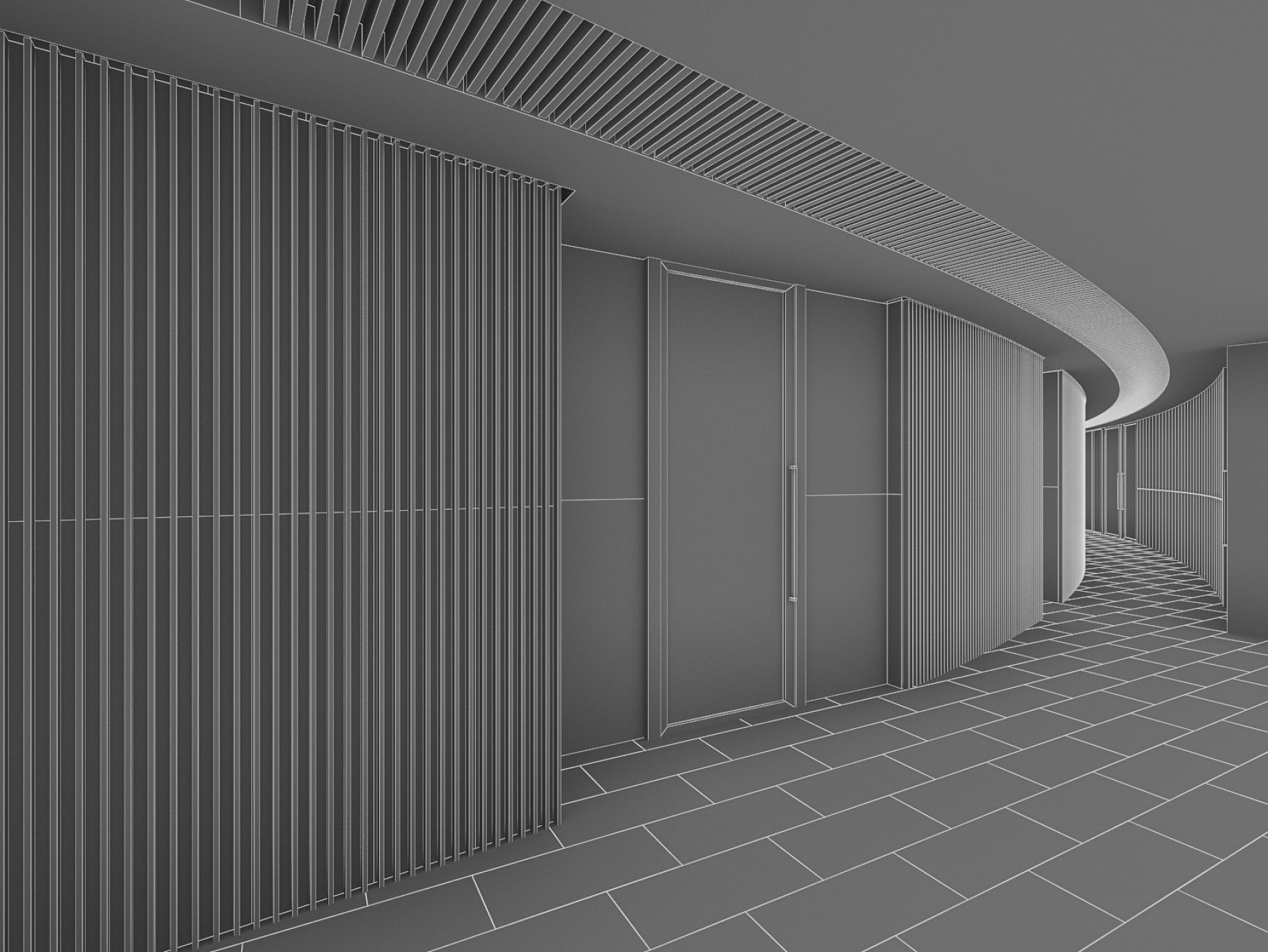 Rendering of a wonderful 3d model of an office interior without textures