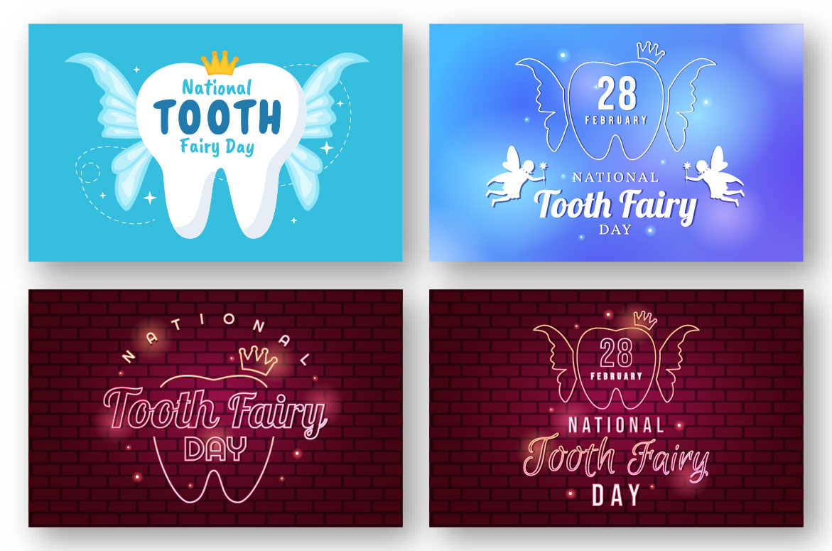 Cartoon Tooth Fairy Day Graphics Design preview image.