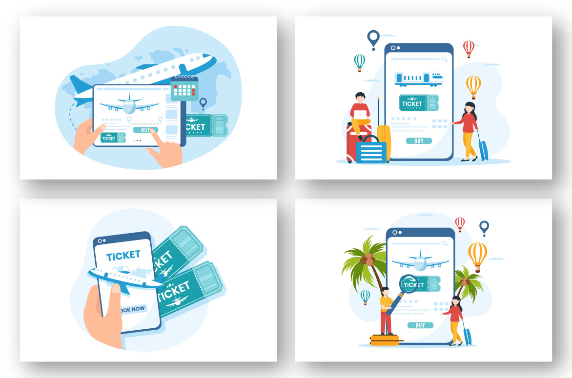 Online Travel Ticket Store Illustration preview image.