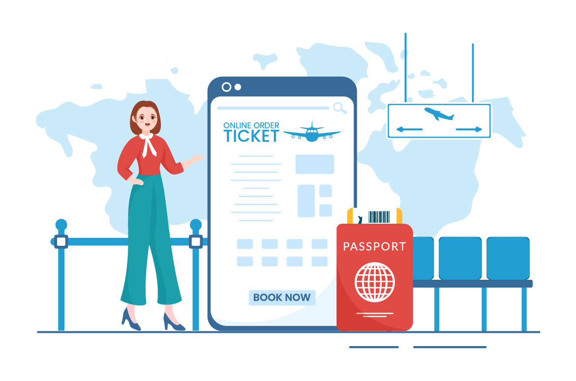 Cartoon Travel Ticket Illustration preview image.