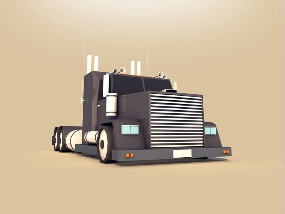 Mockup of truck on a beige background.