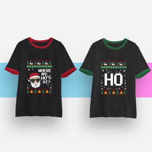 Where My Ho's At Santa Christmas T-Shirt Design image cover.