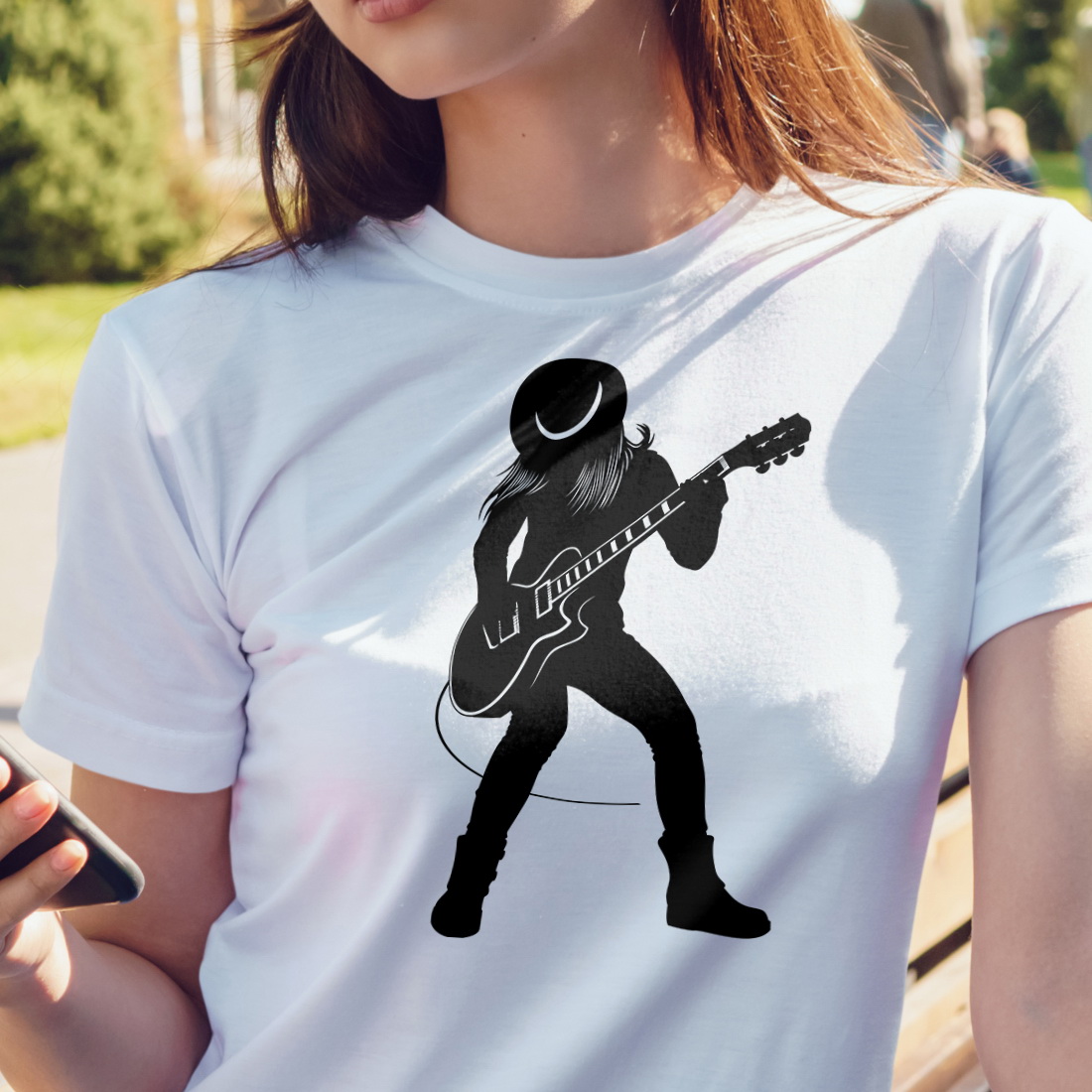 Music Girl Silhouettes SVG Design preview image.