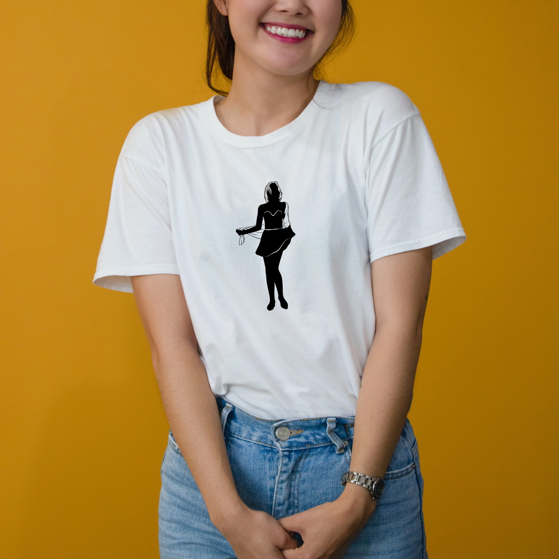 Music Girl Silhouettes T-shirt SVG Design preview image.