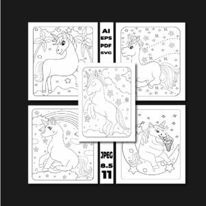 Unicorn Coloring Page KDP Interior - MasterBundles