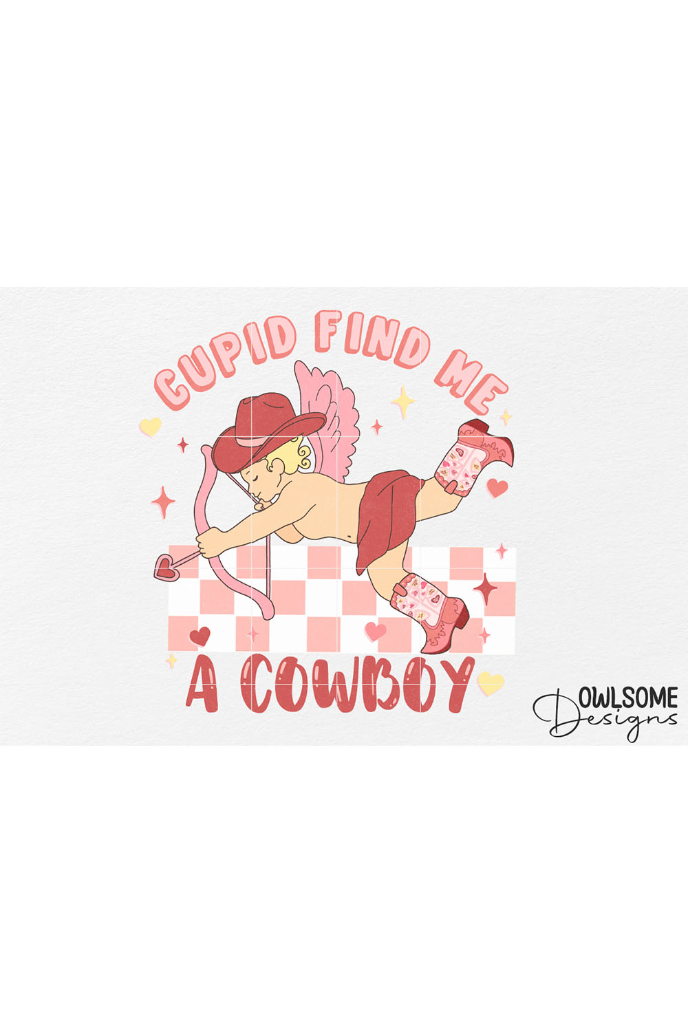 Colorful image with cupid in cowboy hat.